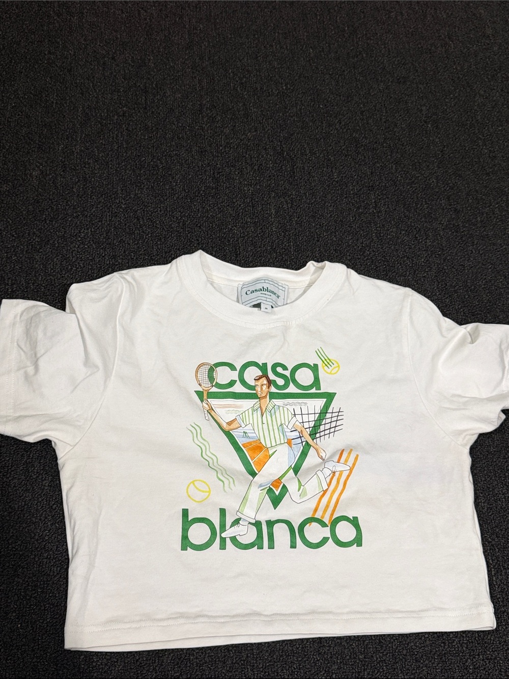 Casablanca Women's White Graphic Tennis Crop Tee